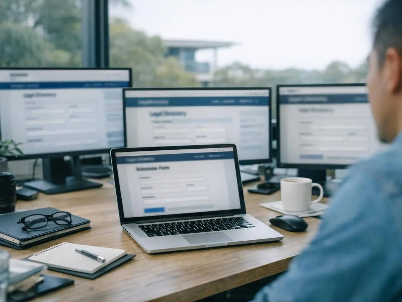 Cataract Gorge Reserve backdrop with Law Firm SEO analytics dashboard overlay