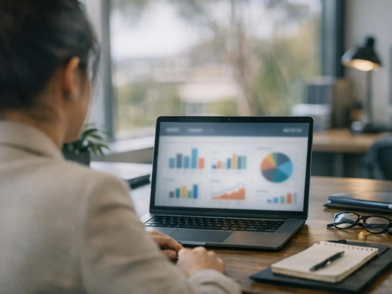 Lawyer reviewing SEO performance report with Geraldton market analysis charts